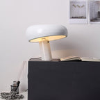 Marble table lamp with a white glazed metal shade