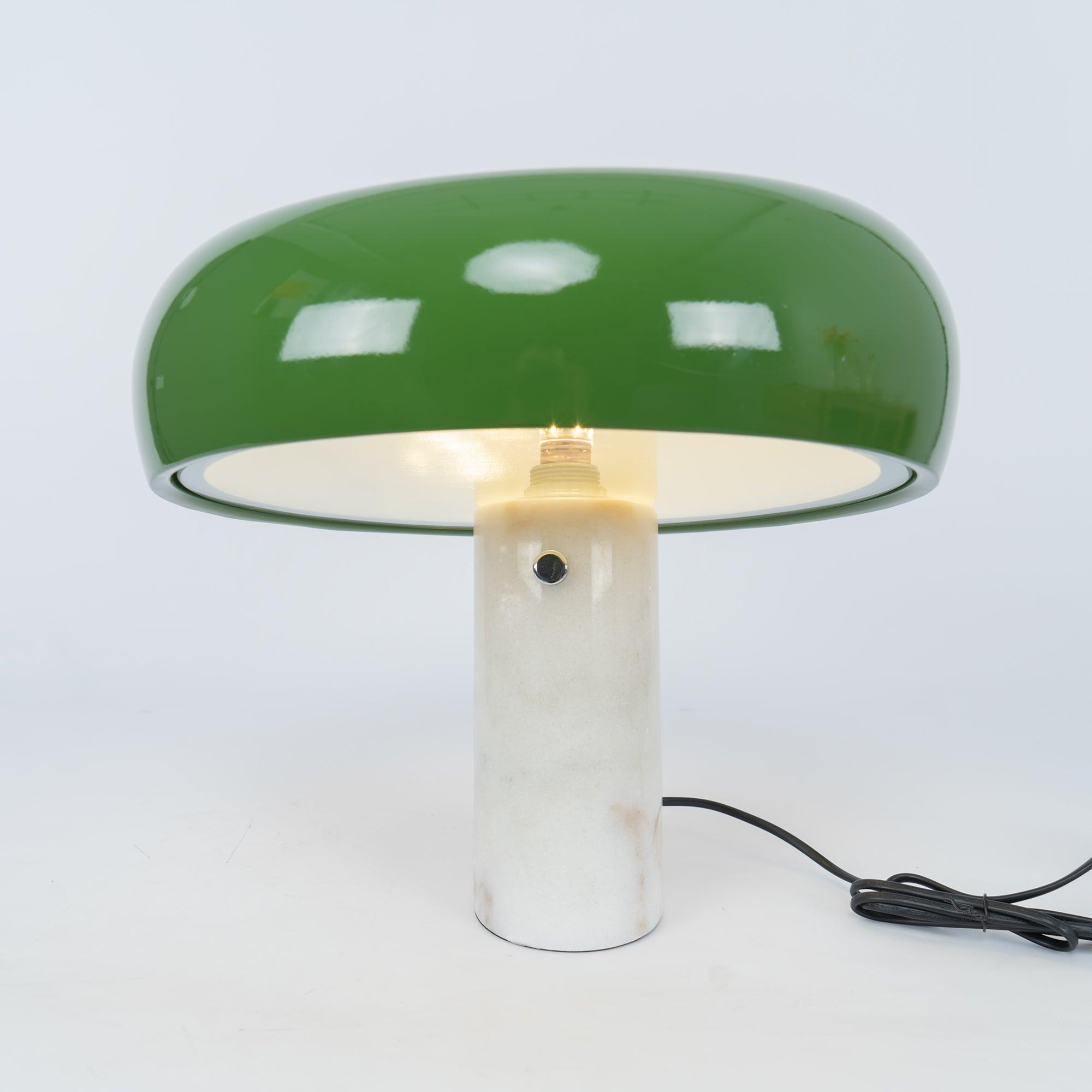 Nucleus Table Lamp, Glazed Metal Shade, Carrara Marble Base, E27