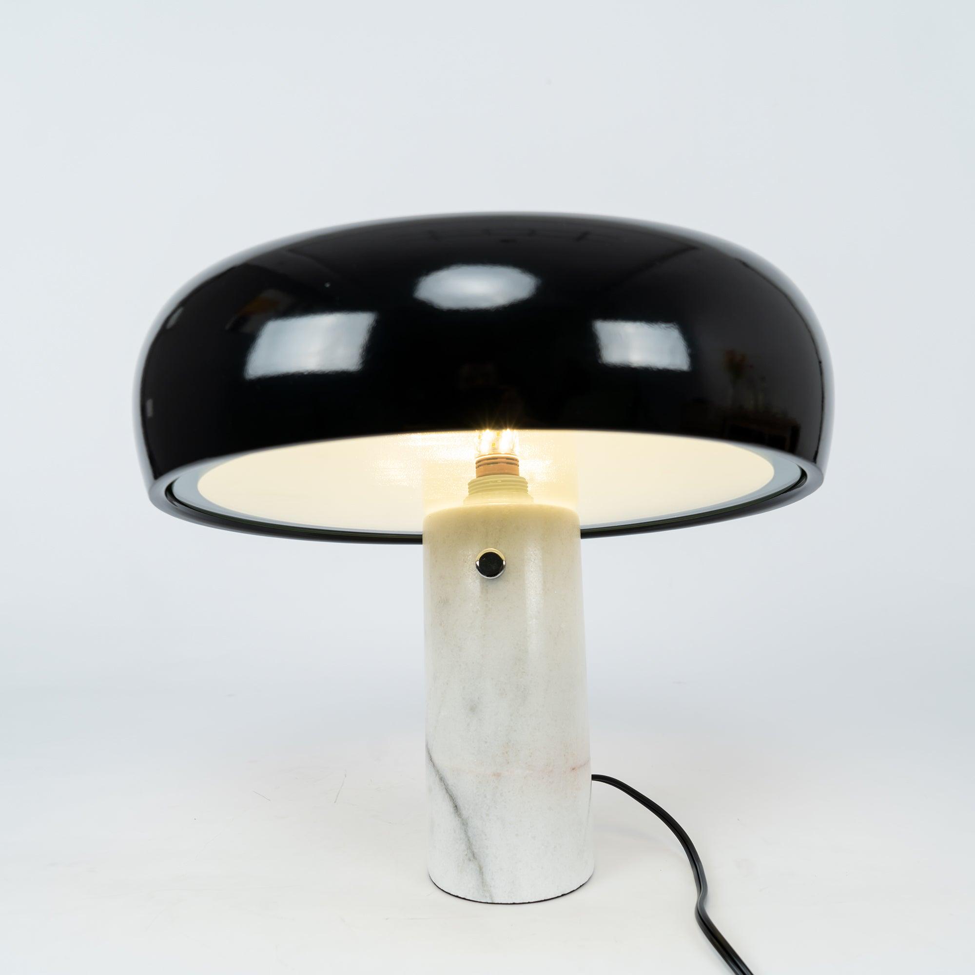 Nucleus Table Lamp, Glazed Metal Shade, Carrara Marble Base, E27