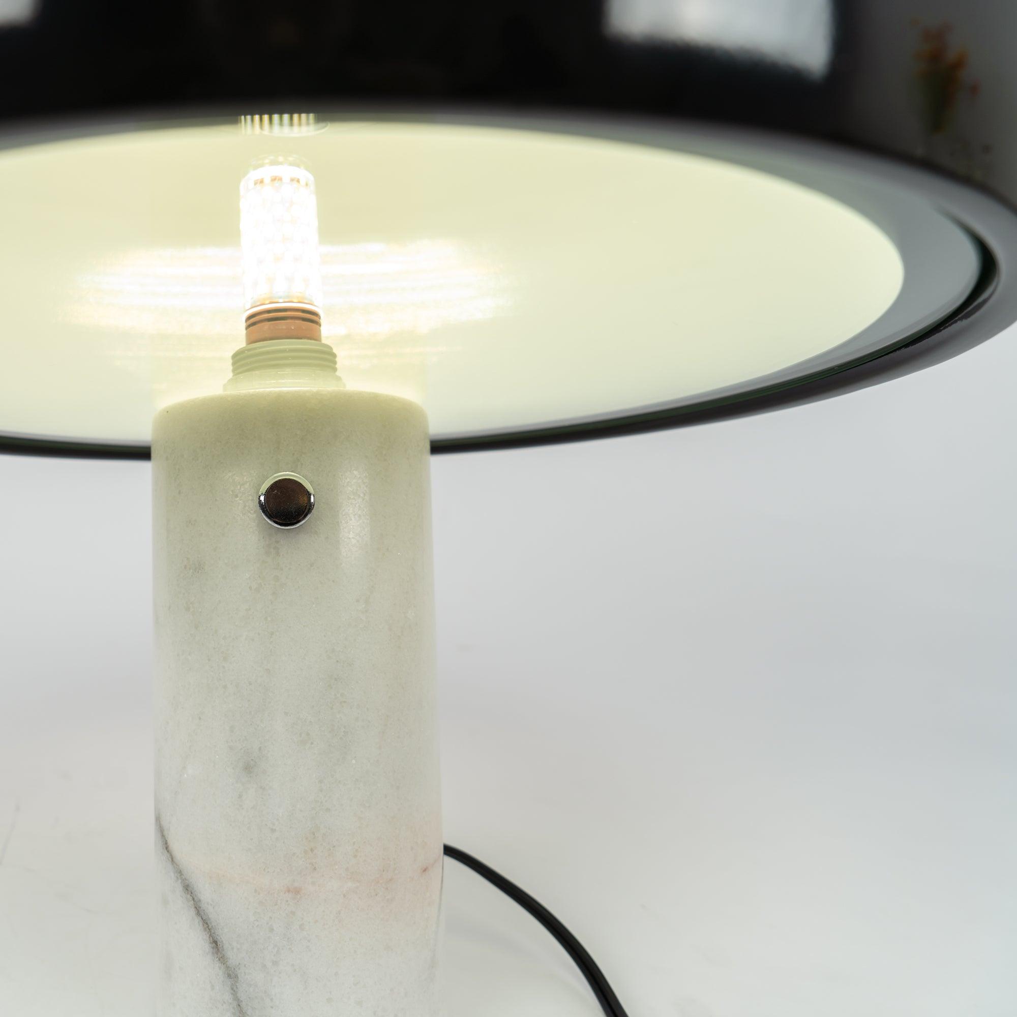 Nucleus Table Lamp, Glazed Metal Shade, Carrara Marble Base, E27