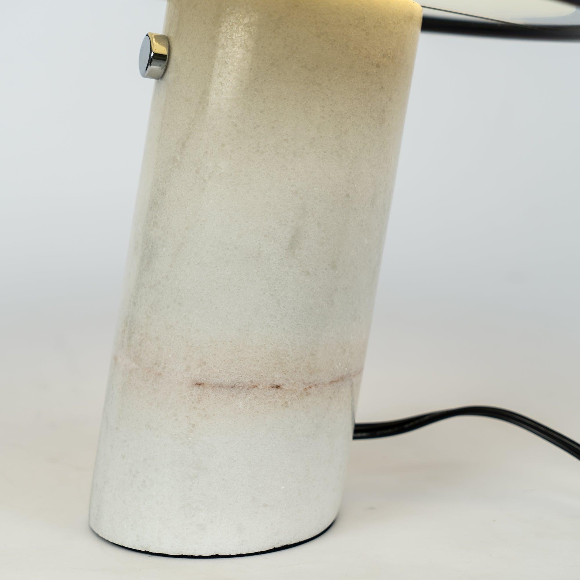 Nucleus Table Lamp, Glazed Metal Shade, Carrara Marble Base, E27
