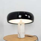Nucleus Table Lamp, Glazed Metal Shade, Carrara Marble Base, E27