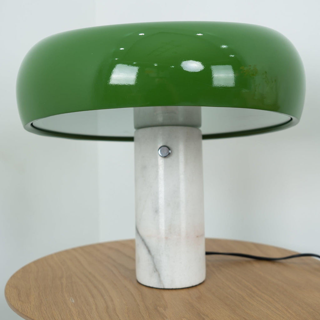 Nucleus Table Lamp, Glazed Metal Shade, Carrara Marble Base, E27