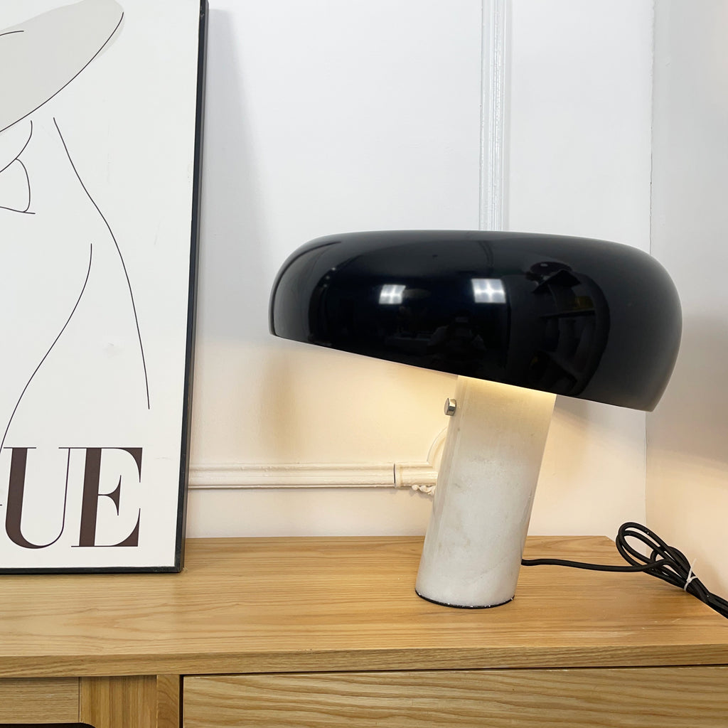 Nucleus Table Lamp, Glazed Metal Shade, Carrara Marble Base, E27
