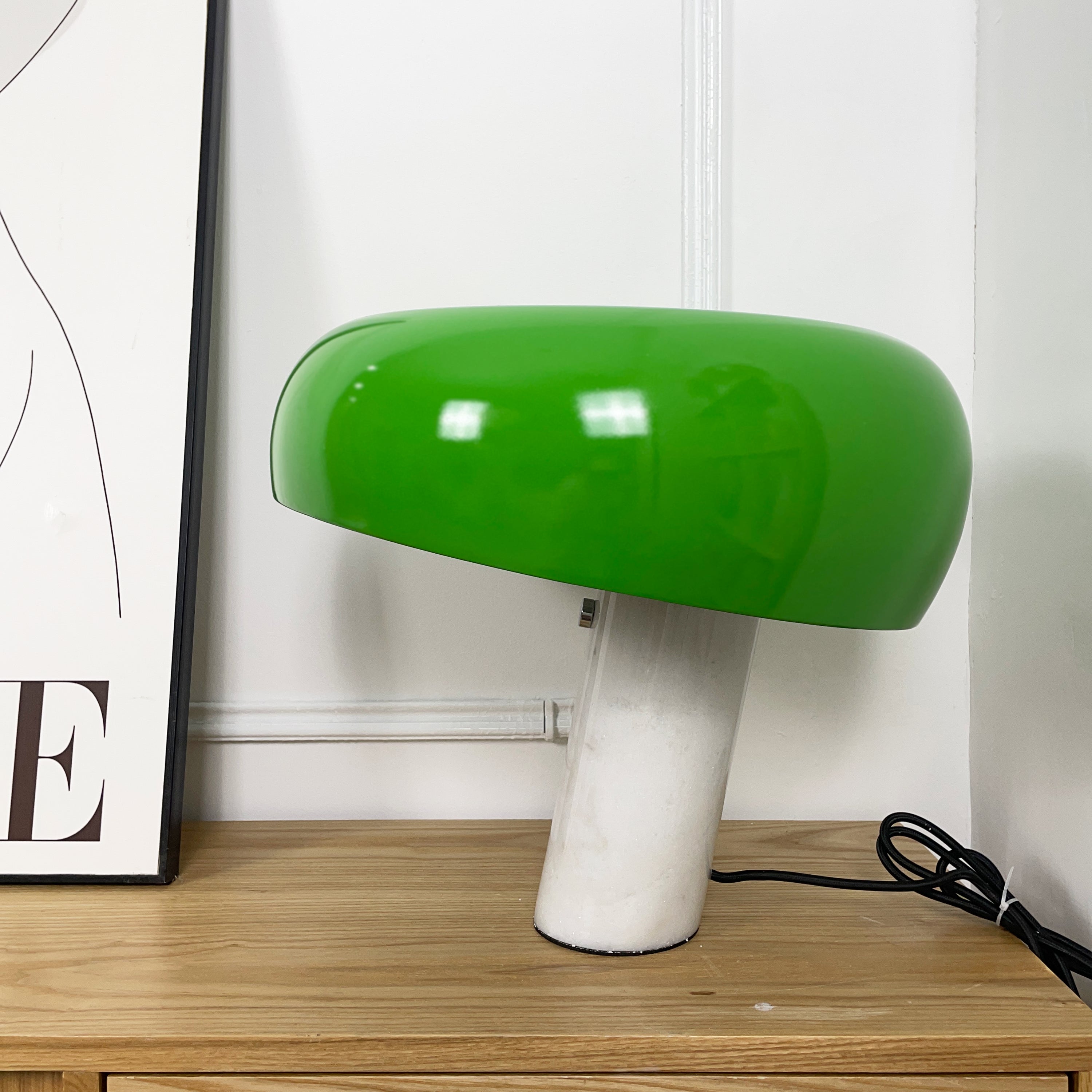 Nucleus Table Lamp, Glazed Metal Shade, Carrara Marble Base, E27