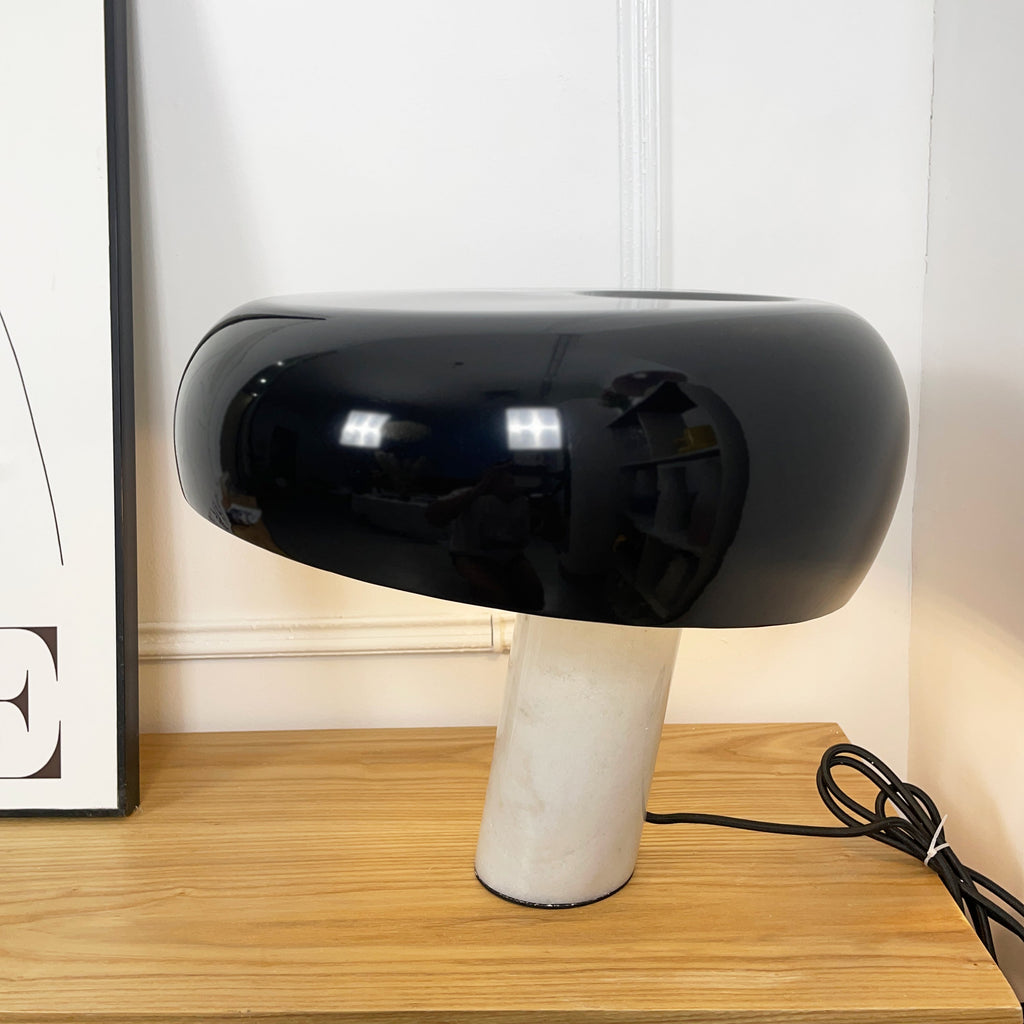 Nucleus Table Lamp, Glazed Metal Shade, Carrara Marble Base, E27
