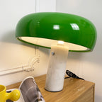 Nucleus Table Lamp, Glazed Metal Shade, Carrara Marble Base, E27