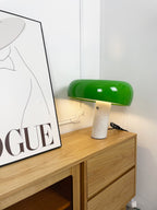 Nucleus Table Lamp, Glazed Metal Shade, Carrara Marble Base, E27