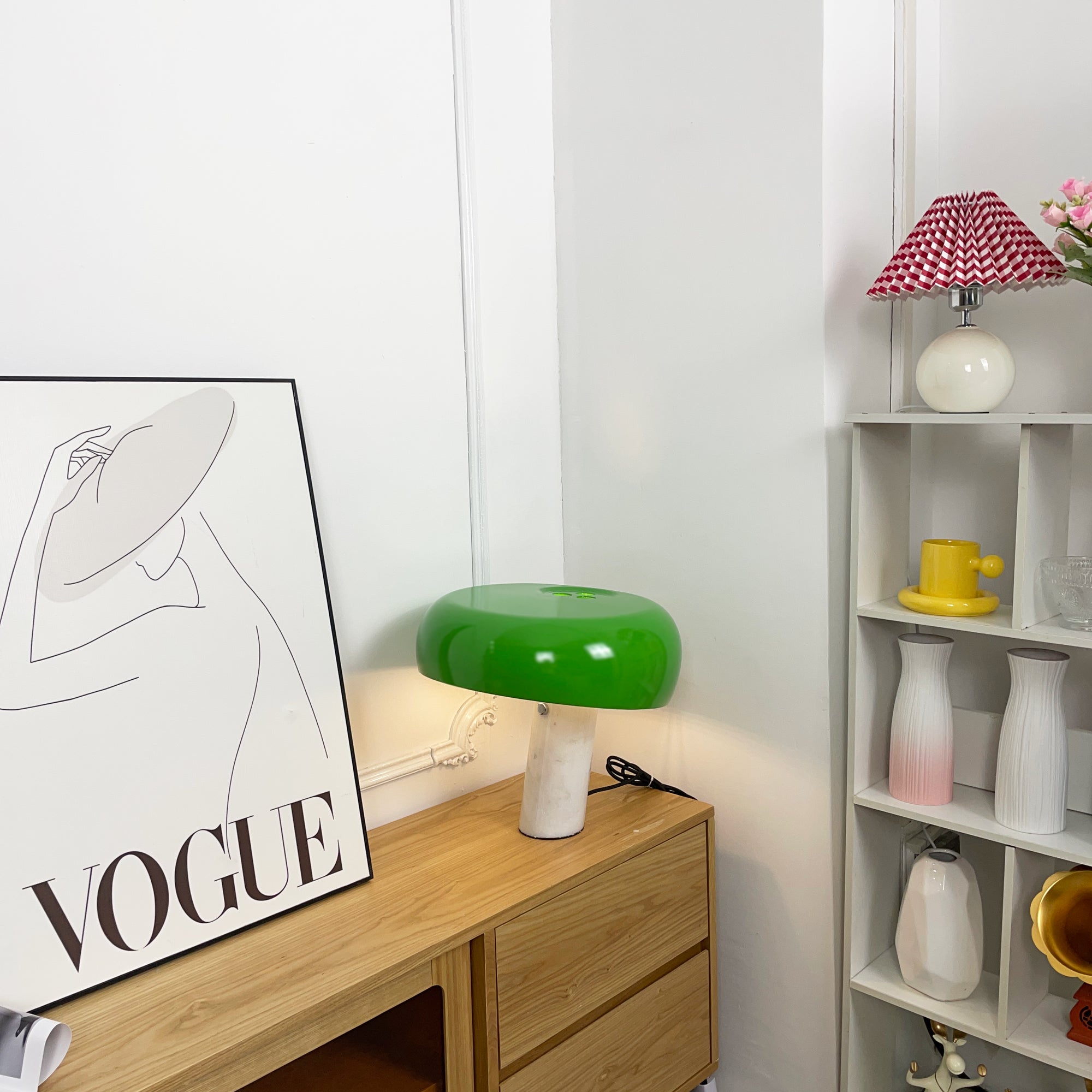 Nucleus Table Lamp, Glazed Metal Shade, Carrara Marble Base, E27
