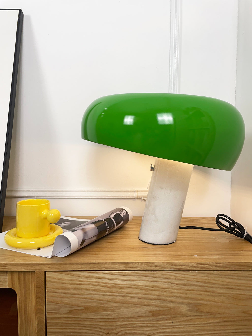 Nucleus Table Lamp, Glazed Metal Shade, Carrara Marble Base, E27