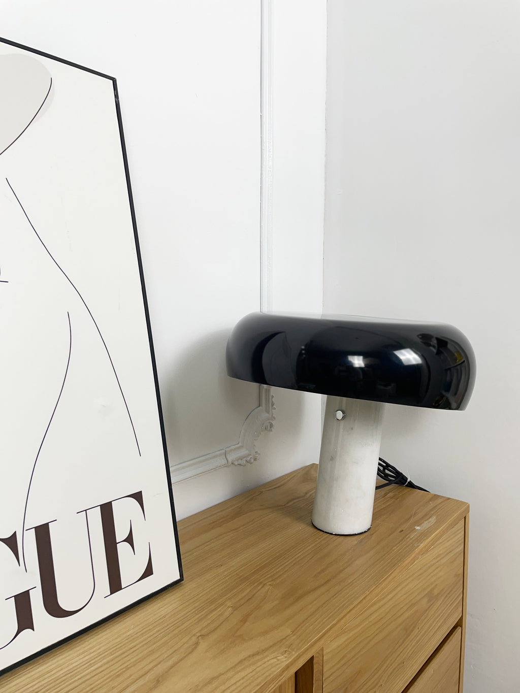 Nucleus Table Lamp, Glazed Metal Shade, Carrara Marble Base, E27