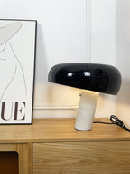 Nucleus Table Lamp, Glazed Metal Shade, Carrara Marble Base, E27