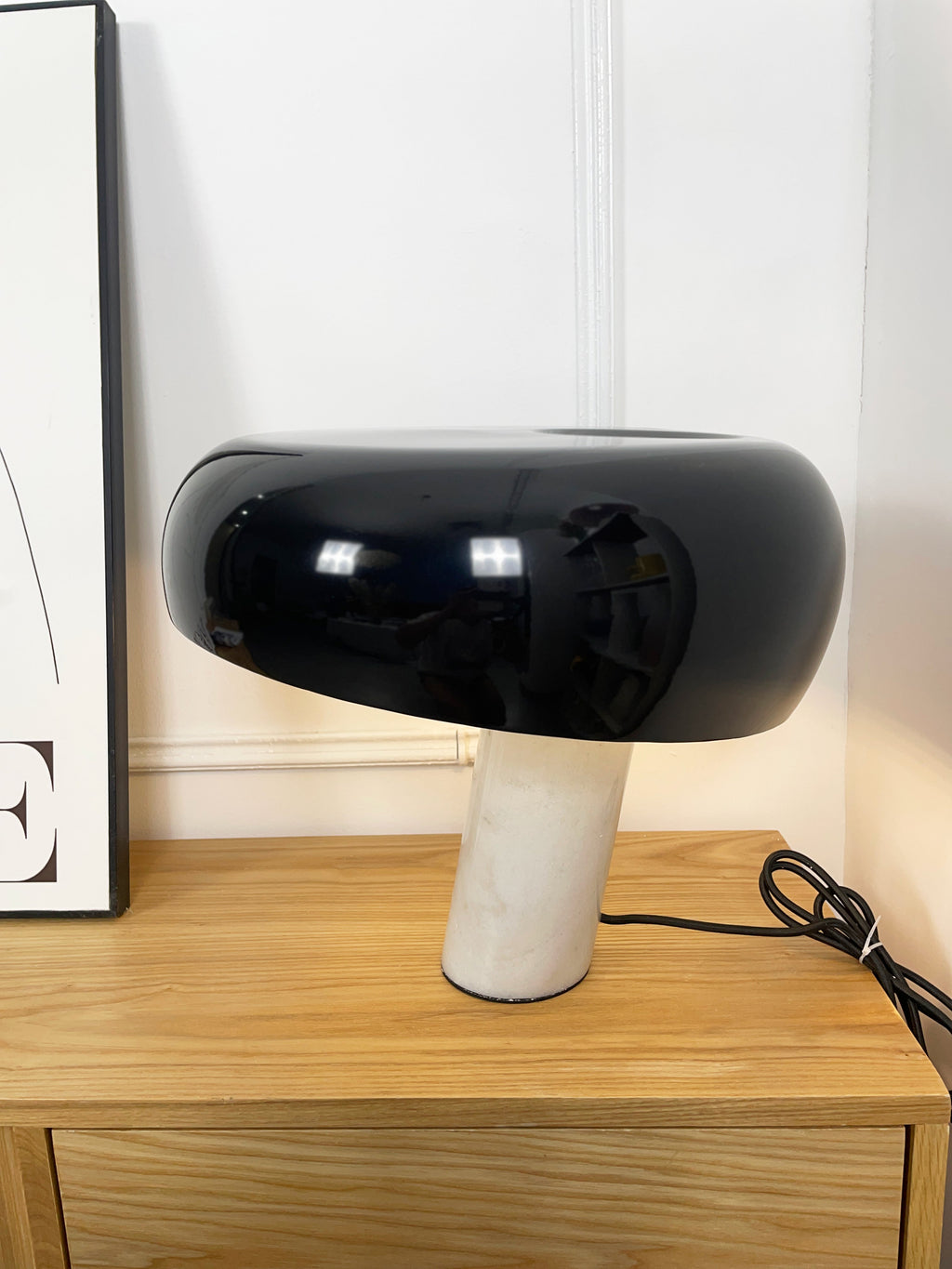 Nucleus Table Lamp, Glazed Metal Shade, Carrara Marble Base, E27