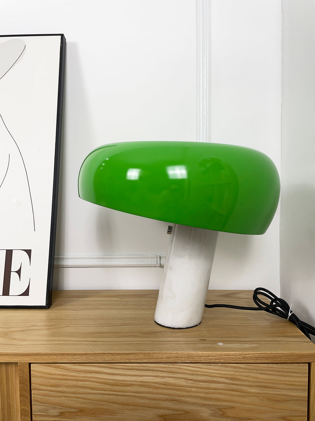 Nucleus Table Lamp, Glazed Metal Shade, Carrara Marble Base, E27