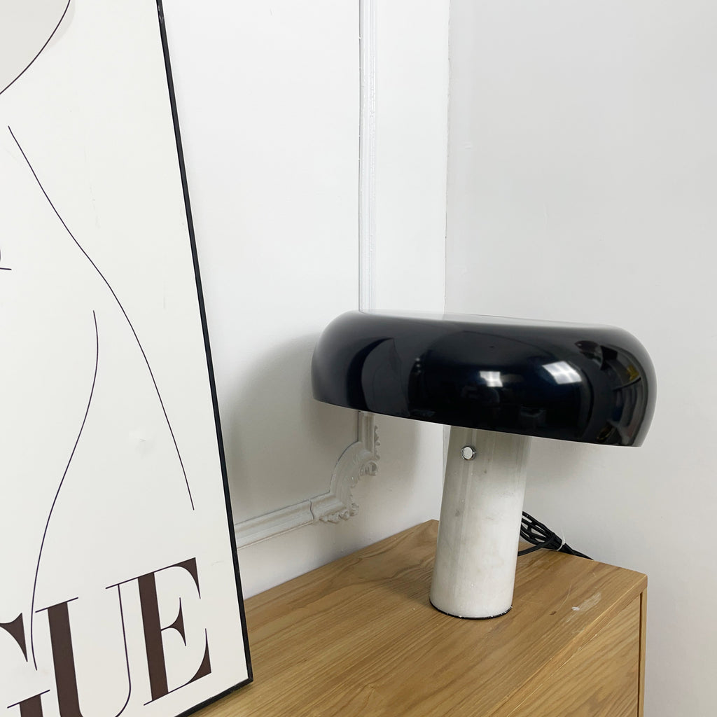 Nucleus Table Lamp, Glazed Metal Shade, Carrara Marble Base, E27