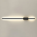 Slim linear wall sconce close up showing the metal end caps