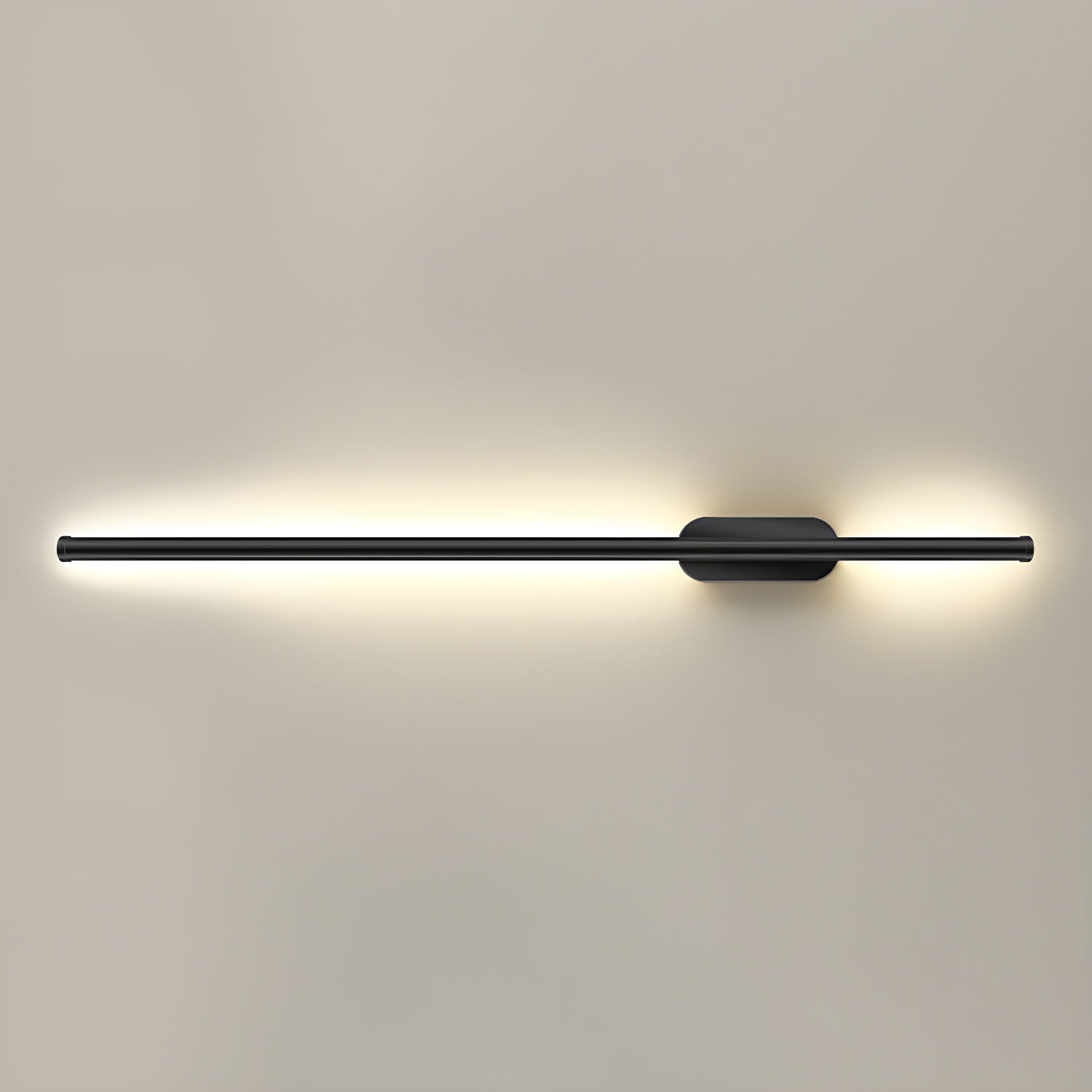 Slim linear wall sconce close up showing the metal end caps