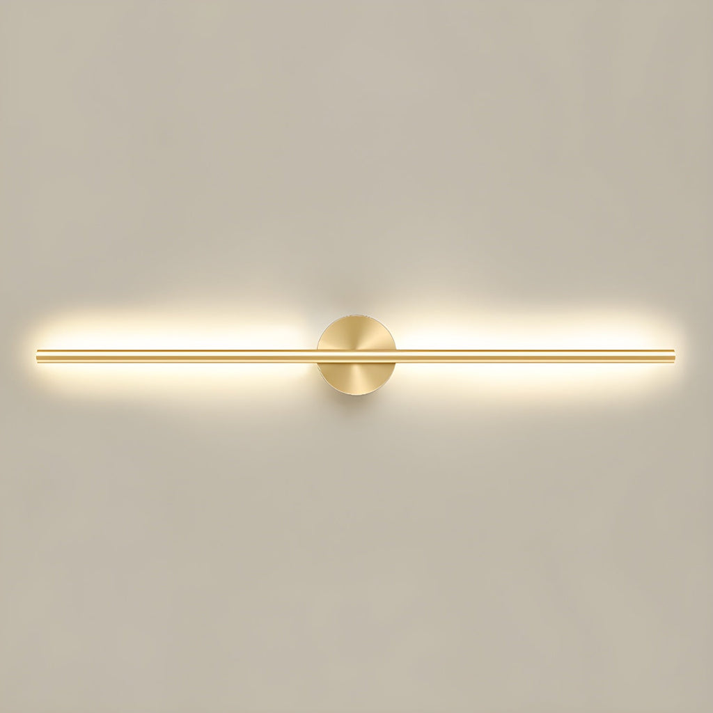 Linear LED wall sconce detail showing the warm light diffuser