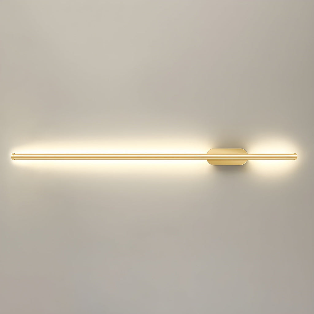 Linear LED sconce mounted on a bedroom wall for soft lighting