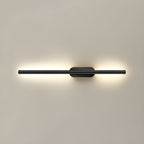 Warm dimmable linear wall sconce lighting a minimal entryway