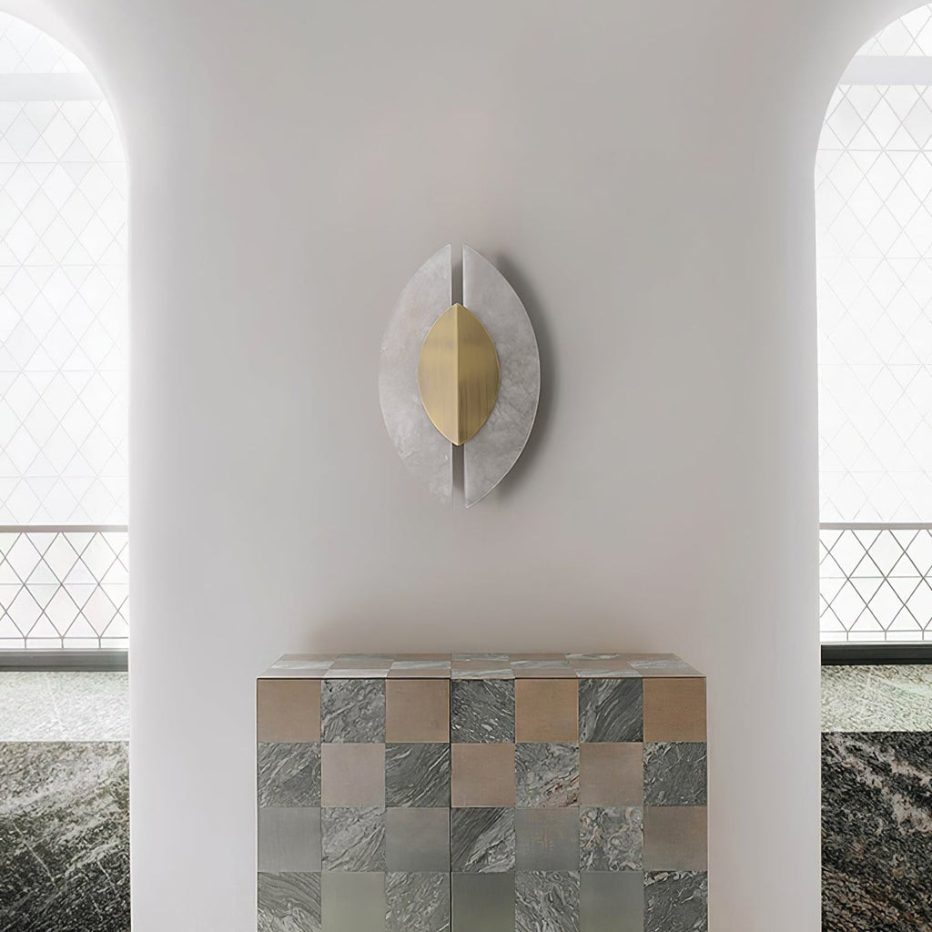 Solari Alabaster Leaf-væglampe, guldfinish, G9-pære, fast installation