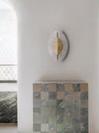 Solari Alabaster Leaf-væglampe, guldfinish, G9-pære, fast installation