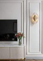 Solari Alabaster Leaf-væglampe, guldfinish, G9-pære, fast installation