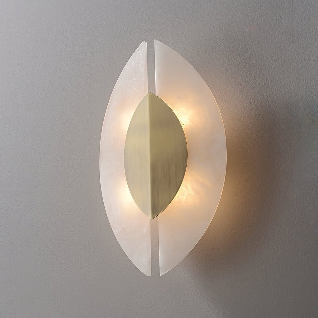 Solari Alabaster Leaf-væglampe, guldfinish, G9-pære, fast installation