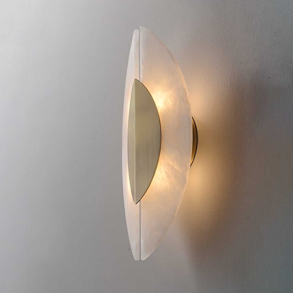 Solari Alabaster Leaf-væglampe, guldfinish, G9-pære, fast installation