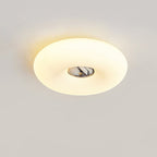 Clérachic ceiling light lit in a wider crop above a wood-slat headboard, full window and curtain in view.