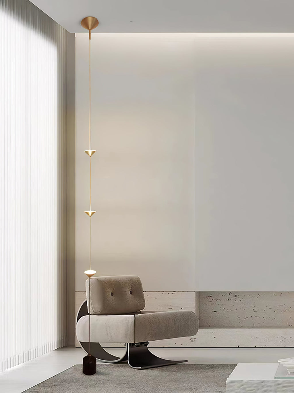 Gulvlampe, Soreluna marmorfod, koniske metalskærme, integreret LED 3000K