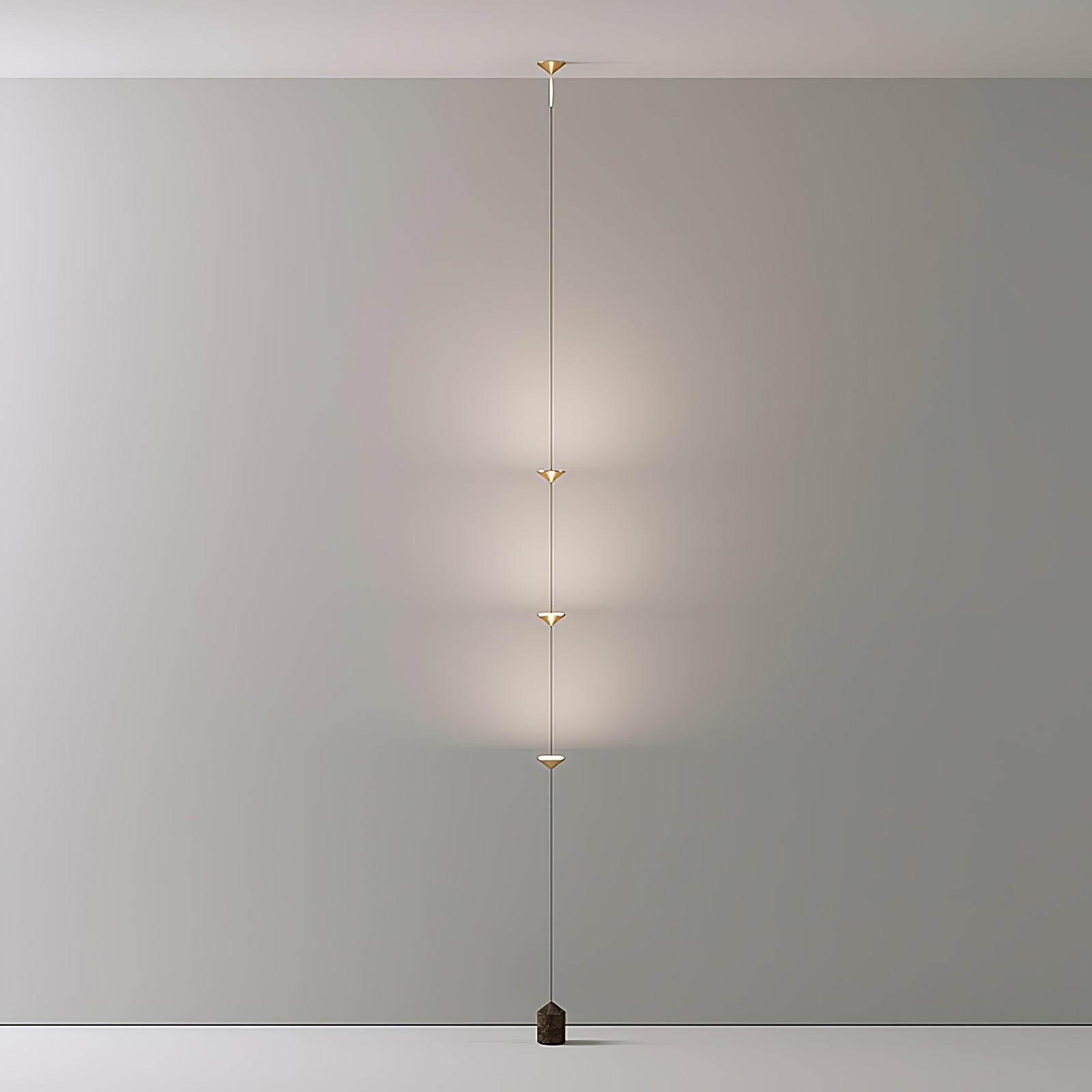 Gulvlampe, Soreluna marmorfod, koniske metalskærme, integreret LED 3000K