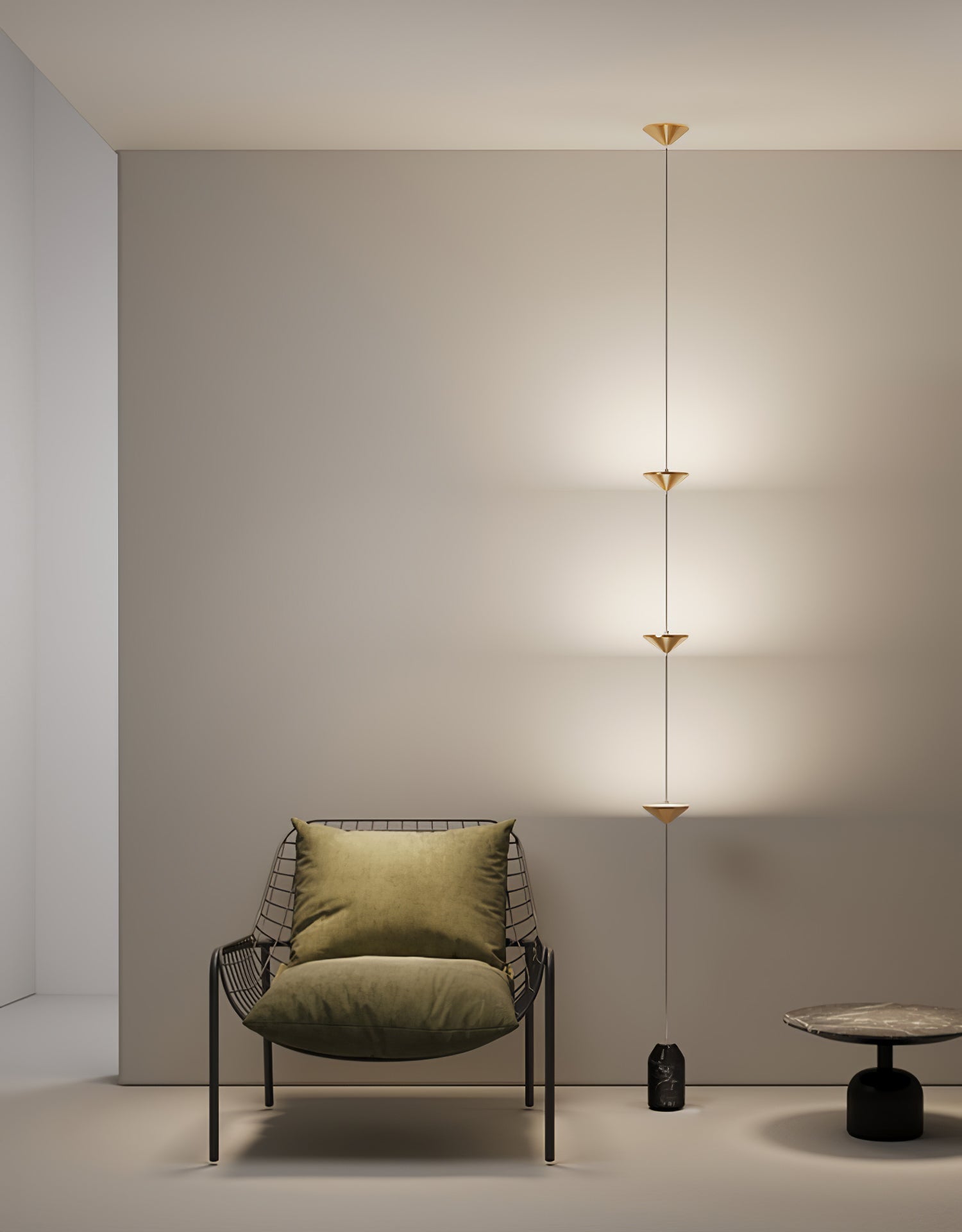 Gulvlampe, Soreluna marmorfod, koniske metalskærme, integreret LED 3000K
