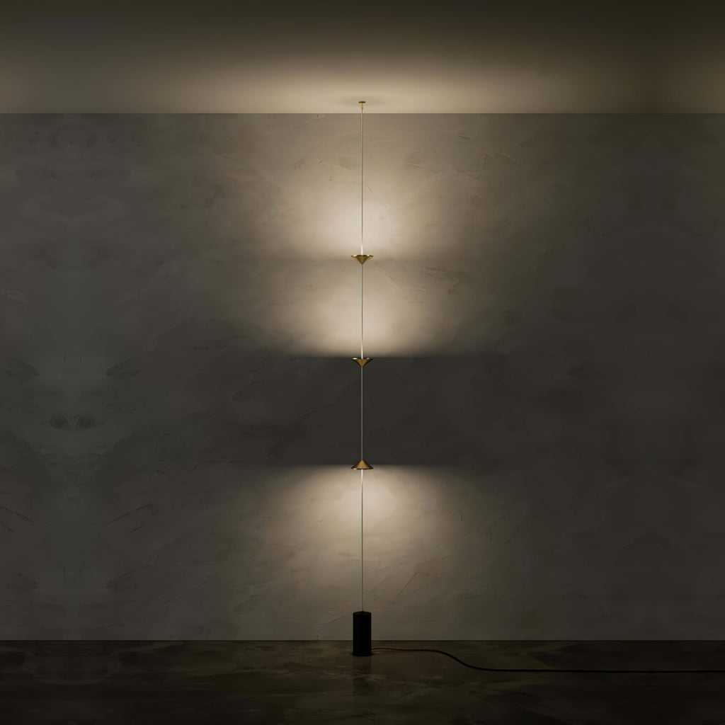 Floor lamp with multiple light heads in a modern living space