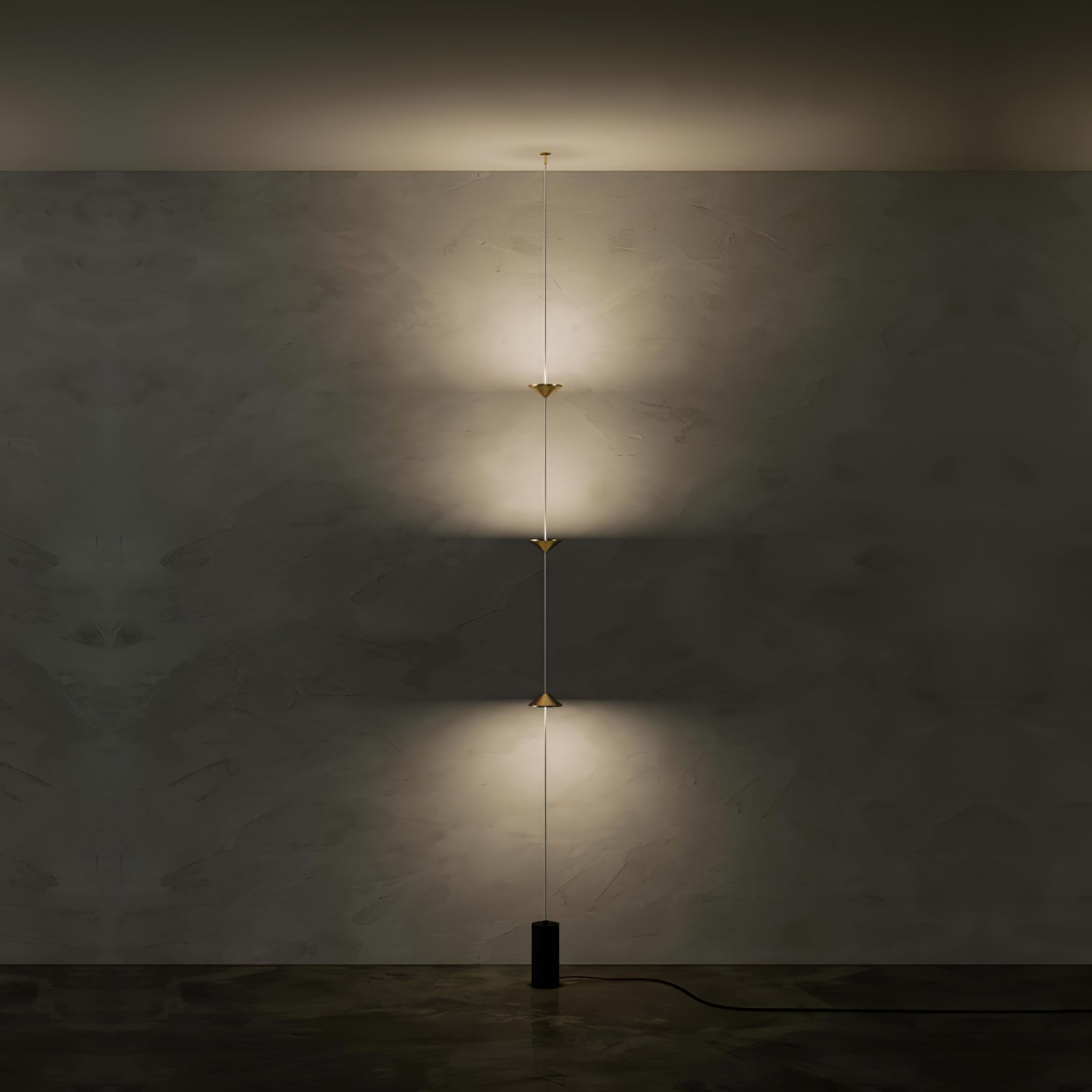 Floor lamp with multiple light heads in a modern living space