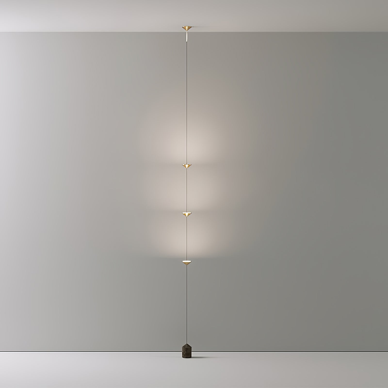 Gulvlampe, Soreluna marmorfod, koniske metalskærme, integreret LED 3000K