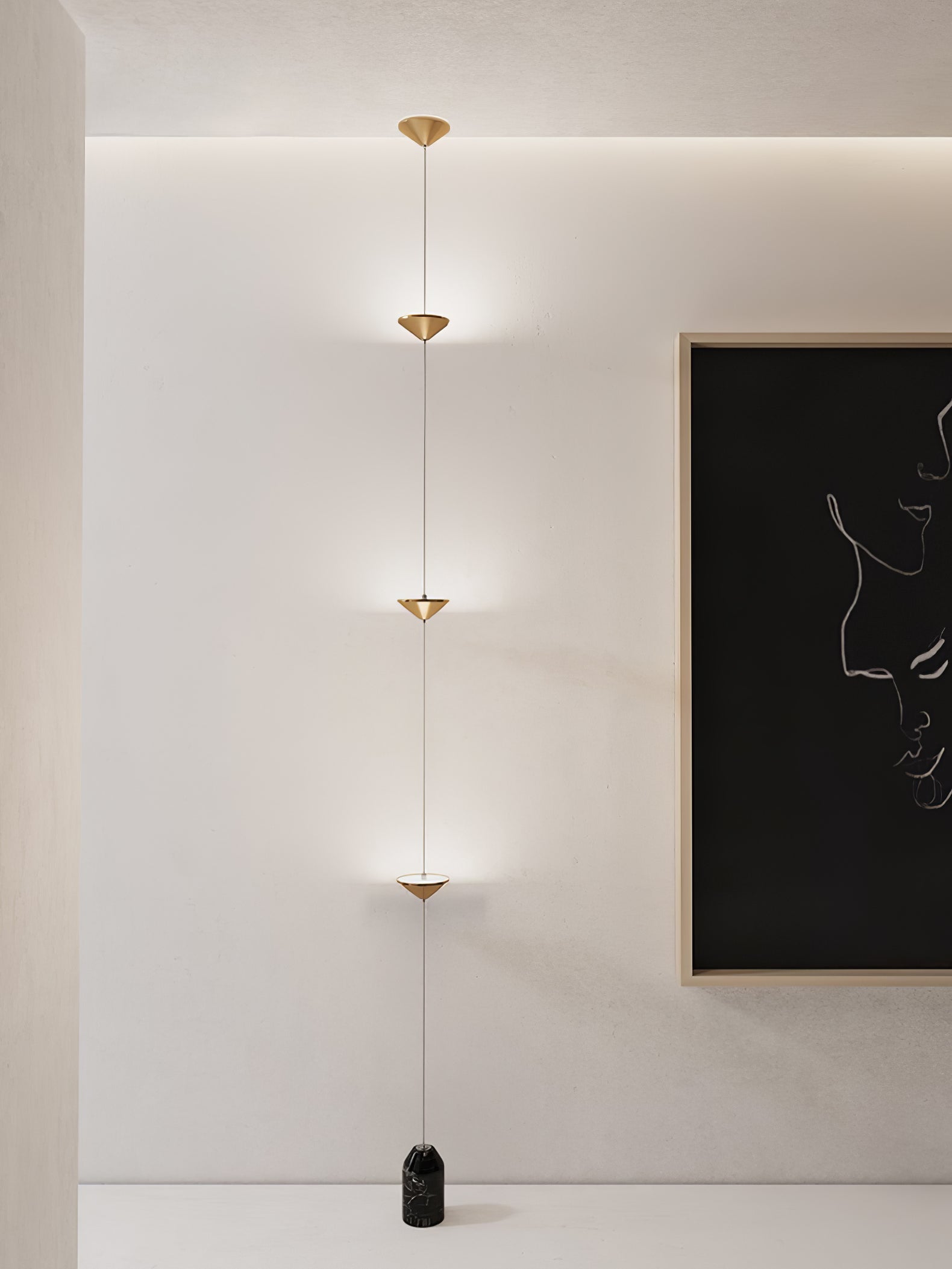 Gulvlampe, Soreluna marmorfod, koniske metalskærme, integreret LED 3000K