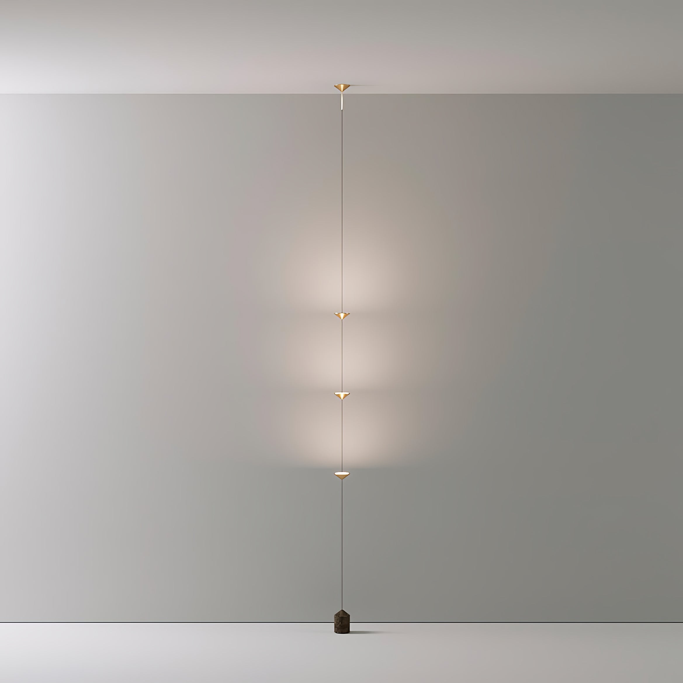 Gulvlampe, Soreluna marmorfod, koniske metalskærme, integreret LED 3000K