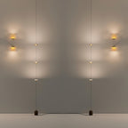Floor lamp with stacked conical shades on a marble base