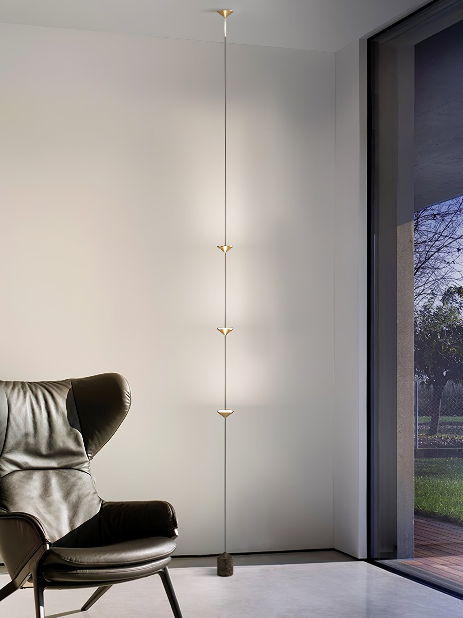 Gulvlampe, Soreluna marmorfod, koniske metalskærme, integreret LED 3000K