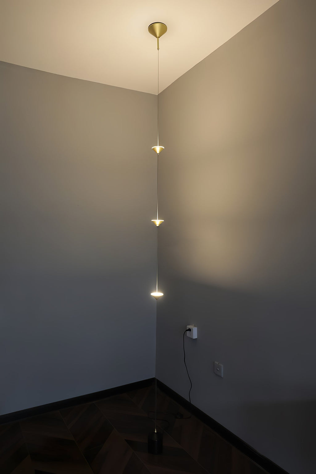 Floor lamp standing tall in a styled contemporary room