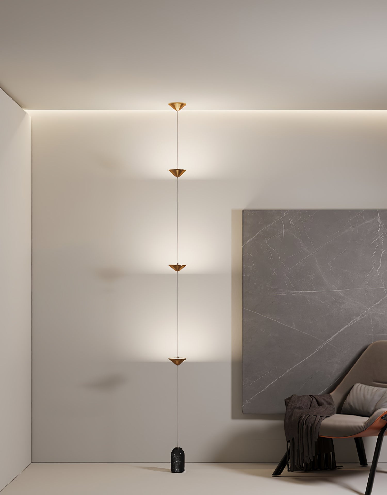 Gulvlampe, Soreluna marmorfod, koniske metalskærme, integreret LED 3000K