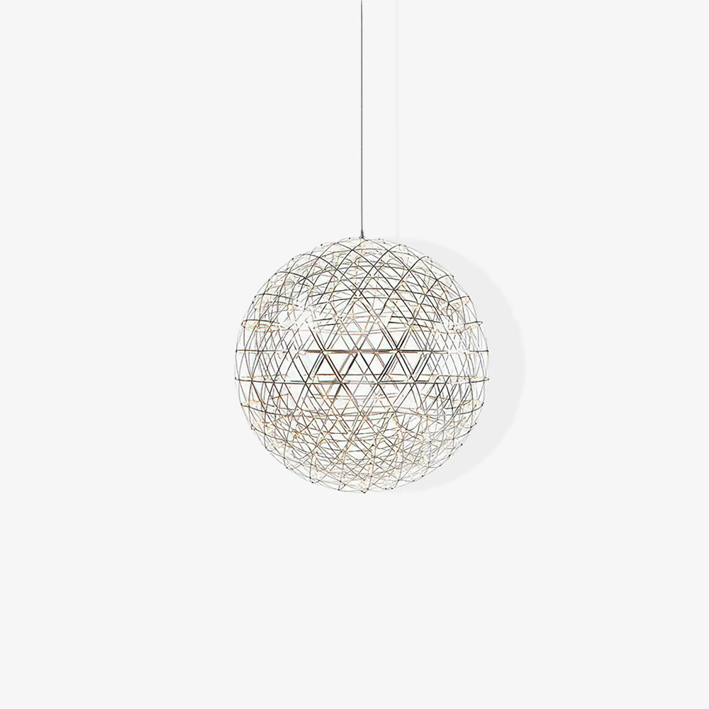 Spark Ball Pendant Light, Stainless Steel Sphere, Warm White LED
