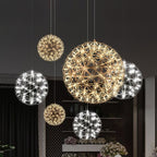 Spark Ball Pendant Light, Stainless Steel Sphere, Warm White LED