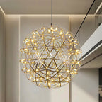 Spark Ball Pendant Light, Stainless Steel Sphere, Warm White LED