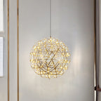 Spark Ball Pendant Light, Stainless Steel Sphere, Warm White LED