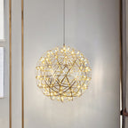 Spark Ball Pendant Light, Stainless Steel Sphere, Warm White LED