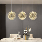 Spark Ball Pendant Light, Stainless Steel Sphere, Warm White LED