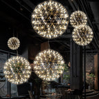 Spark Ball Pendant Light, Stainless Steel Sphere, Warm White LED