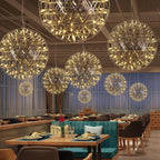Spark Ball Pendant Light, Stainless Steel Sphere, Warm White LED